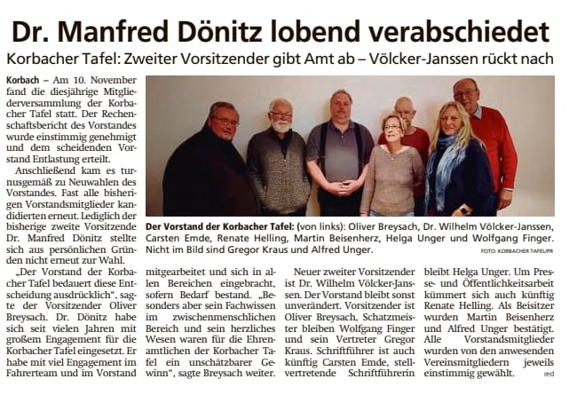 Dr. Manfred Dönitz lobend verabschiedet